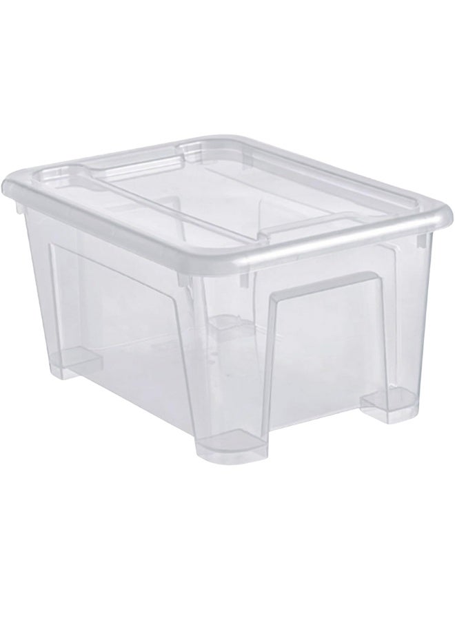 أيكيا صندوق تخزين بلاستيكي متعدد الأغراض - صندوق شفاف قابل للتكديس للملابس والأحذية والكتب والألعاب - 28×19×14 سم - Image 1